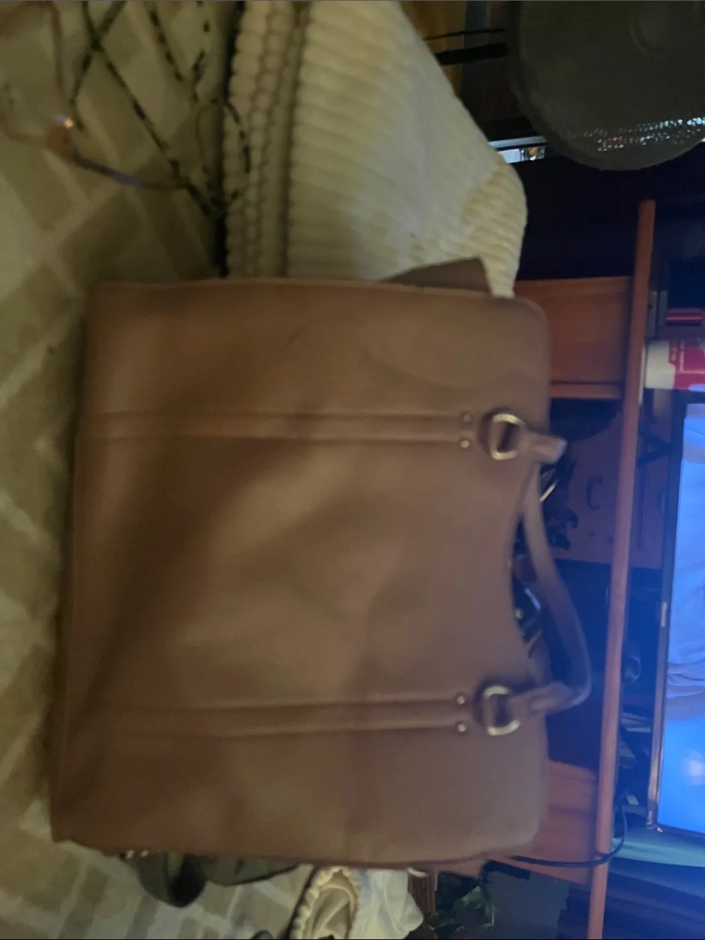 Steve Madden Men's Taupe-Brown Leather Brief Tote